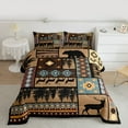 thumbnail image 3 of Homewish Wild Bear Deer Bedding Comforter Set,Patchwork Geometric Plaid Twin Comforter Sets,Blue Brown Black Bedding Set For Boys Kids,Luxury Bedroom Decor Reversible,2-Piece, 3 of 9