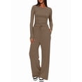 thumbnail image 1 of Women'S 2 Piece Sets Fall Outfits Long Sleeve Wide Leg Tracksuits Casual Lounge Set Matching Sets Shallow Coffee XS, 1 of 7