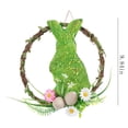 thumbnail image 3 of Easter Wreath Rattan Wooden Decorative Table Hanging Ornament, Artificial Flower Rabbits Door Hanger Indoor Decor, 9.84 Inch Spring Centerpiece, 3 of 9