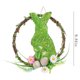 thumbnail image 3 of Corona de conejito de Pascua para la puerta principal, corona de conejo verde de madera de ratán de 10 pulgadas con flores artificiales, decoración primaveral para interior y exterior, 3 of 9