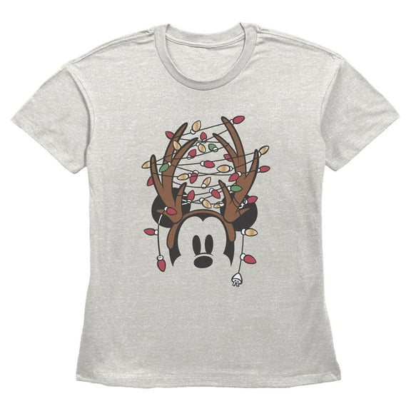 Womens Mickey & Friends Christmas Reindeer Antlers Mickey T Shirt