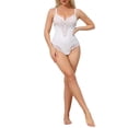 thumbnail image 2 of INSPIRE CHIC Lace Shapewear Bodysuit for Women V Neck Push Up Camisole Shapewear Tummy Control Thong Leotard S White, 2 of 5