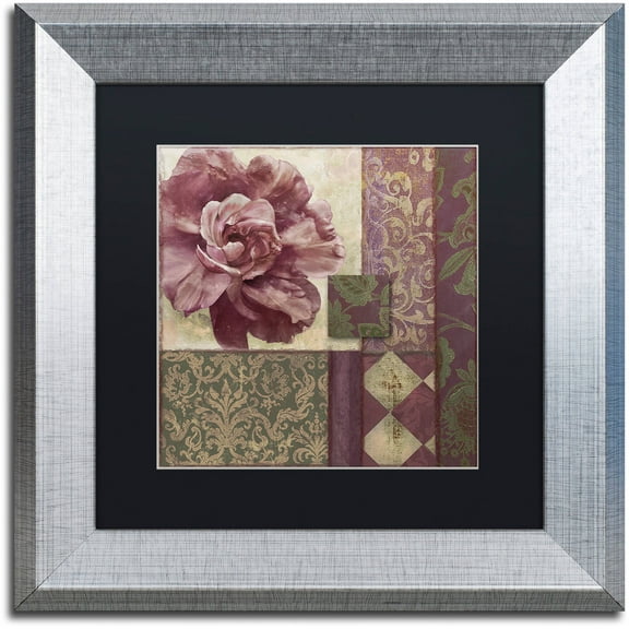 Trademark Fine Art "Patch Work Brocade I" Canvas Art by Color Bakery Black Matte, Silver Frame