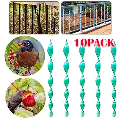Bird Repellent Rod Twisting Reflective Scare Rod Bird Deterrent Rod for Garden Yard-10Pack
