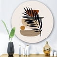 thumbnail image 2 of Designart 'Shapes and Tropical Leaf Silhouettes IV' Modern Circle Metal Wall Art 11x11 - Disc of 11, 2 of 5