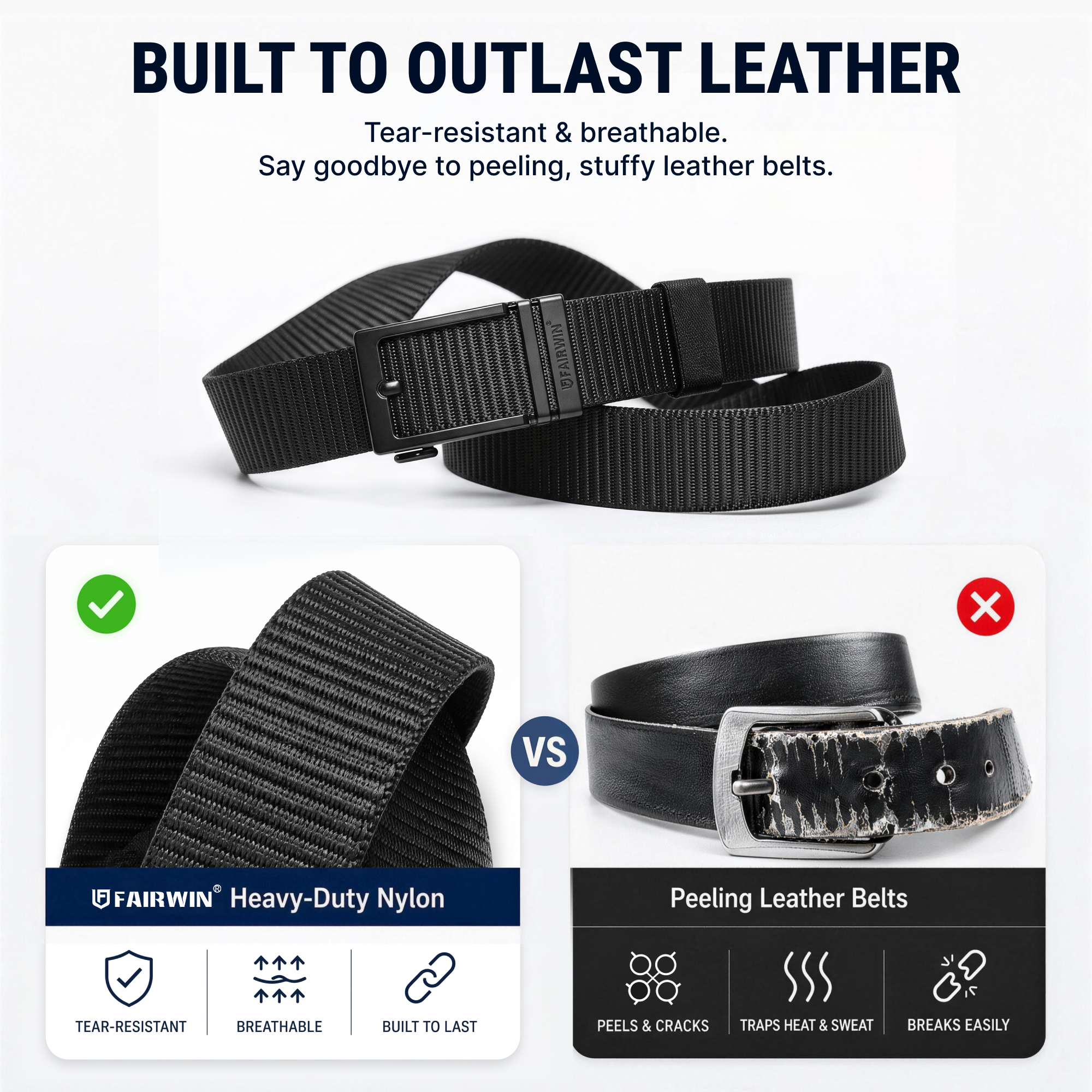Fairwin Casual Nylon Ratchet Belt for Men photo 5