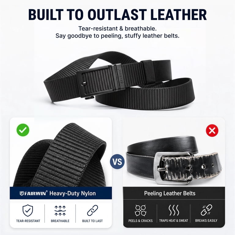 Fairwin Nylon Ratchet Belt for Men, 28-34 Waist photo 4