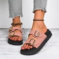 thumbnail image 5 of Womens Flat Sandals Cork Footbed Slides 2 Straps Adjustable Buckle Slip On Summer with Comfort Shoes, 5 of 7