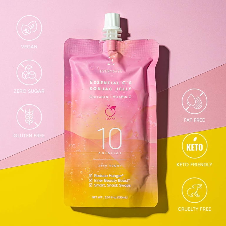 EVERYDAZE Essential C's Konjac Jelly, Peach Flavor, 10 Packs