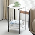 thumbnail image 2 of SYNGAR 2-Tier Coffee Table, Tea Table and Marble Coffee Table, Multifunctional Bedside Table End Table Side Table with Marble Table Top, Black and White, 2 of 11