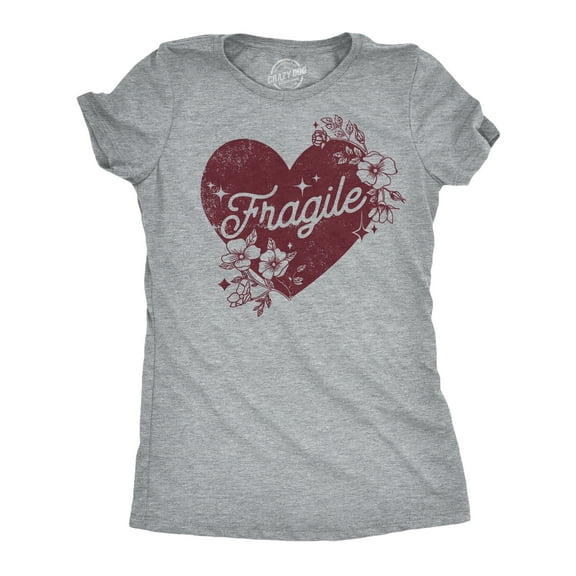 Womens Fragile Heart T Shirt Funny Valentines Day Delicate Sensitive Joke Tee for Ladies Womens Graphic Tees