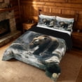 thumbnail image 3 of meiyoeat Wild Bear Queen Comforter Set, Nature Mountain Waterfall Bedding Comforter Set, Brown Green, Black Reversible 3-Piece, 1 Comforter and 2 Pillowcases, 3 of 6
