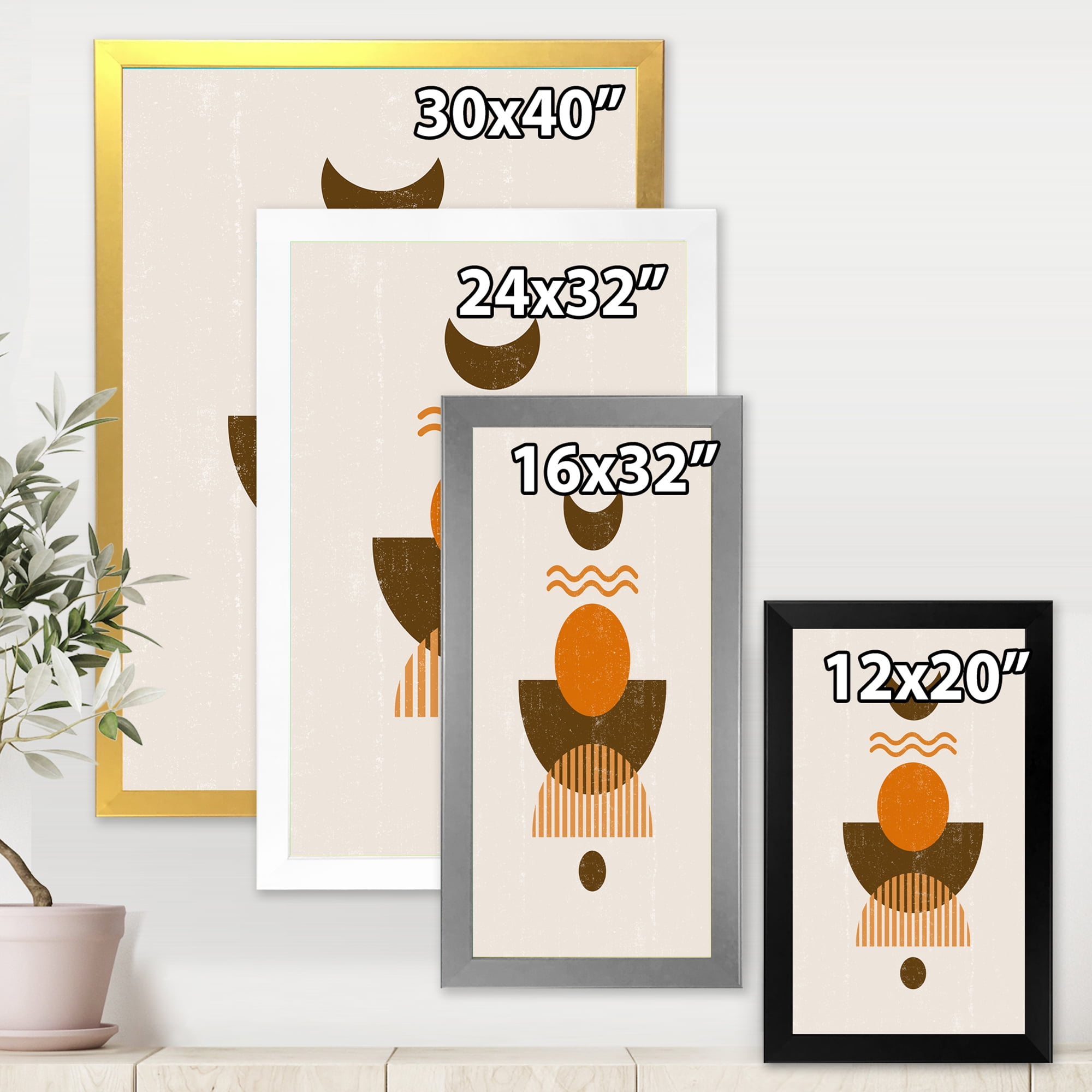 Designart 'Abstract Moon and Sun In Earth Tones' Modern Framed Art Print
