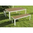 thumbnail image 2 of Pangea Home Breeze 3-piece Aluminum Patio Dining Set in White/Natural Teak, 2 of 13