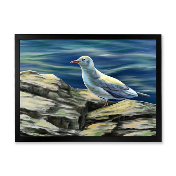 Designart 'Portrait of Seagull Birds By The Sea' Nautical & Coastal Framed Art Print