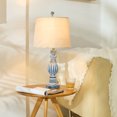 thumbnail image 3 of Bestco Table Lamp Set of 2 Bedside Lamps with USB Ports Fabric Shades Resin Bases Blue, 3 of 9
