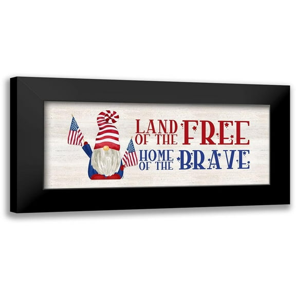 Reed, Tara 14x8 Black Modern Framed Museum Art Print Titled - Patriotic Gnomes panel I-Land of the Free