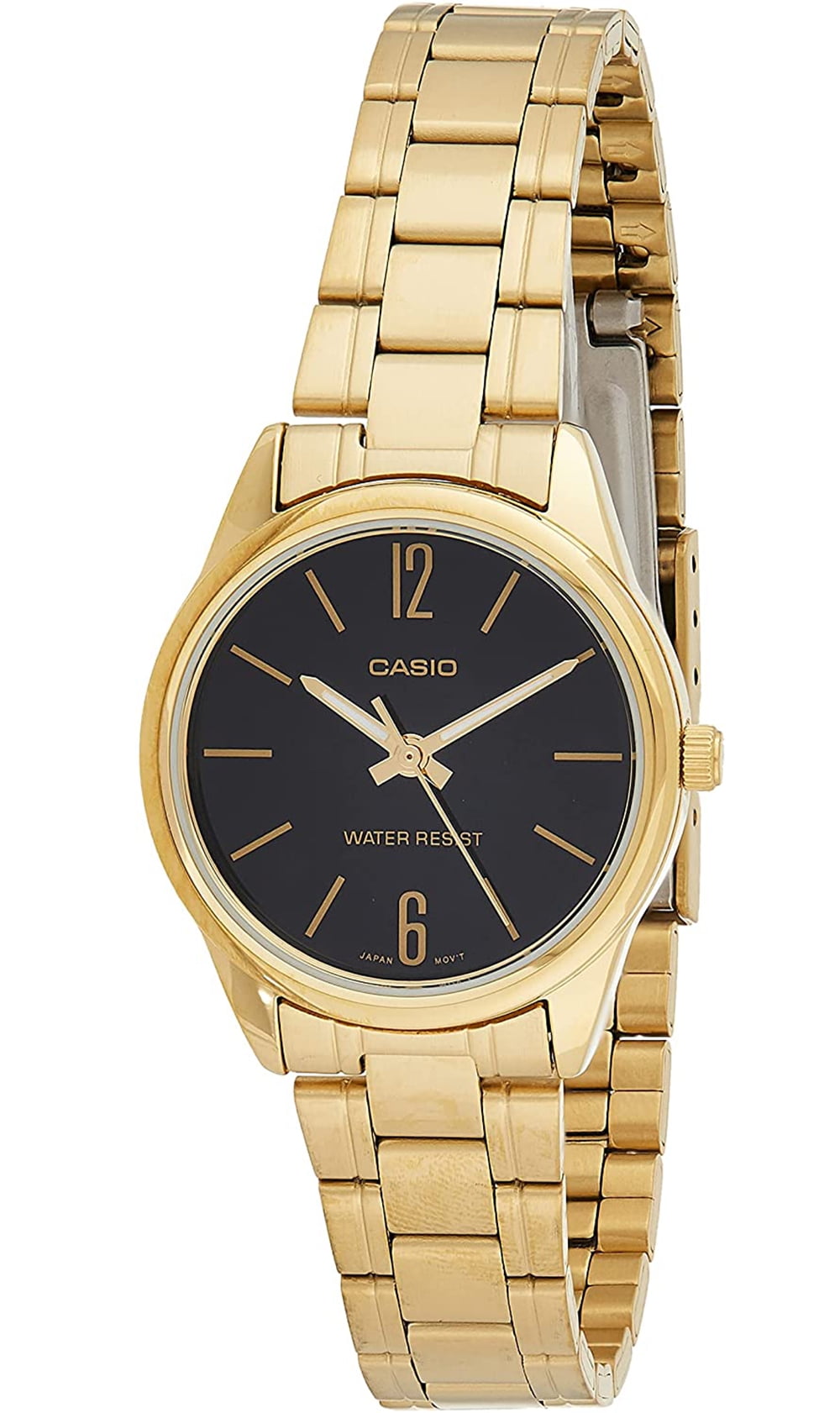 Verzorgen dump mengsel Casio LTP-V005G-1B Women's Standard Analog Gold Tone Black Dial 3-Hand  Analog Watch - Walmart.com