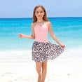 thumbnail image 6 of Bainana Child Girls Swimwear With Solid Color Vest Tops And Floral Printed Cover Up Skirt Bathing Breathable Comfortable Teen Girls Youth Summer Holiday Swimsuit Size 7-8 Years Pink, 6 of 7