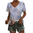 thumbnail image 2 of Fiudx Camisetas para Mujer Camiseta Holgada Estampada con Cuello En V y Manga Corta para Mujer, 2 of 5
