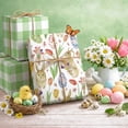 thumbnail image 3 of HOMERAL Easter Wrapping Paper Roll - 17 Inch X 33 Feet - Green Gift Wrap with White Rabbits, Flowers - Perfect for Easter, 3 of 8