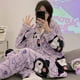 thumbnail image 2 of Sanrio-Pijama de franela de Hello Kitty para mujer, ropa de casa de franela de Coral, traje grueso con solapa, cárdigan bonito, My Kuromi Melody, Invierno, 2 of 4