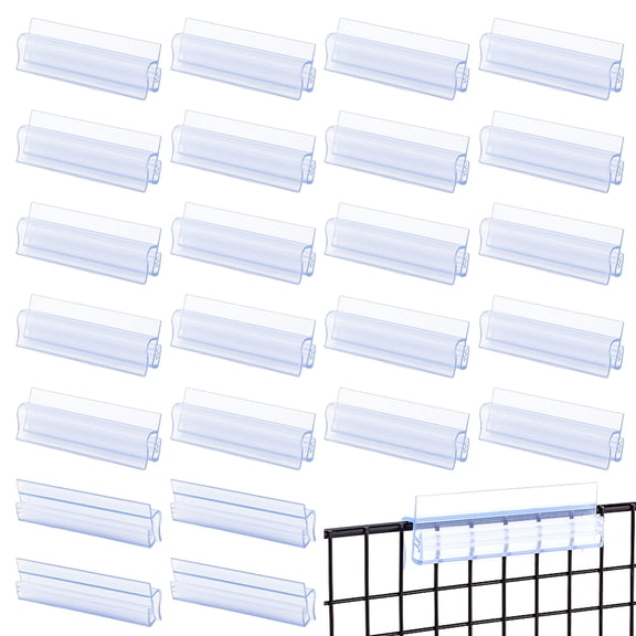 40Pcs Sneeze Guard Sign Holder 3 x 1Inch Plastic Panels Clip Holder Glass Sign Holder Stand Name Tag Holders for DIY