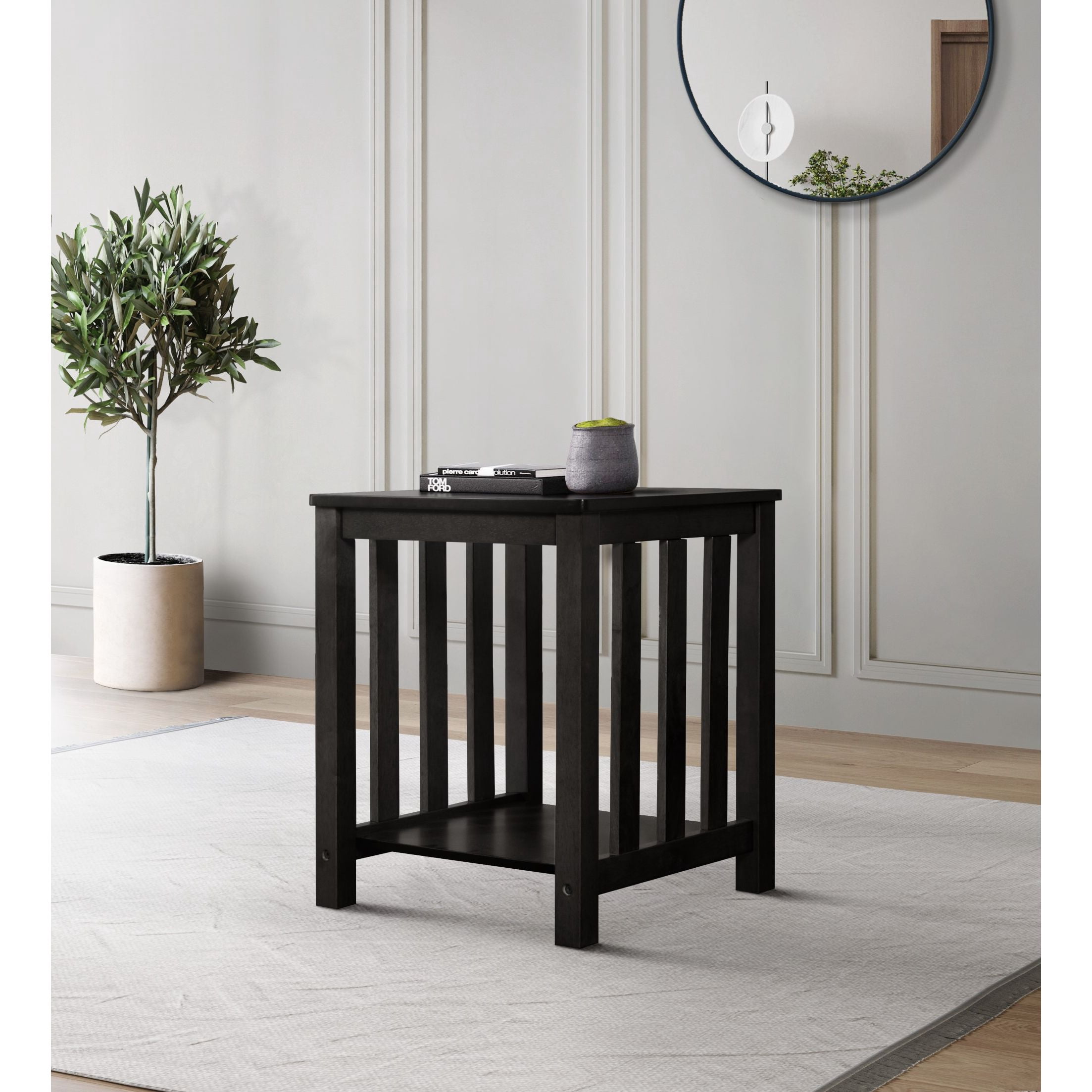 Home Design Ottawa 3-Piece Coffee Table Set with Rectangular Coffee Table and 2 Matching End Tables, Streamlined Side Design with Bottom Shelf for Living Room, Black