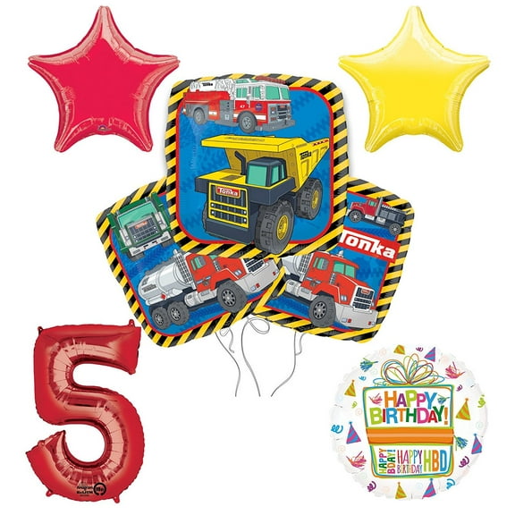 Tonka Truck 5th Birthday Party Supplies and Balloon Decoration Bouquet Kit