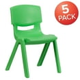 thumbnail image 3 of Green Plastic Stackable School Chair with 15.5" Seat Height, PK5, 3 of 9