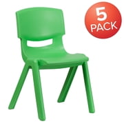 Green Plastic Stackable School Chair with 15.5 Seat Height, PK5
