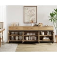 thumbnail image 3 of WAMPAT 94.5" Multifunctional Modern Sideboard Buffet Cabinet with 6 Glass Doors & 3 Drawers, Credenza & Coffee Bar Storage Cabinet for Living Room & Kitchen, 3 of 12