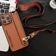 thumbnail image 2 of Luxury Litchi Leather Wrist Strap Stand Phone Cases For iPhone 15 14 Pro Max 13 12 Mini XS XR 7 8 Plus Necklace Crossbody Cover, 2 of 5