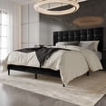 thumbnail image 2 of Home Design Marion Full Tufted Upholstered Platform Bed Frame with Tufted Headboard and Plush Padding, Black, Easy Assembly, 2 of 4