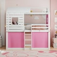 thumbnail image 4 of Harper & Bright Designs Twin Over Twin Bunk Bed with Under-Bed Storage, Wood Twin Size Bunk House Bed with Tent and Windows, Pink+White, 4 of 17