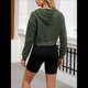 thumbnail image 5 of Sudadera con Capucha y Cremallera para Mujer, Cárdigan Corto, Sudadera con Capucha y Cordón, Top Informal de Larga. Verde XL, 5 of 10