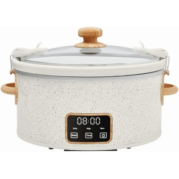 P' ioneer Woman 6 QT Digital Slow Cooker with Locking Lid in Linen Speckle