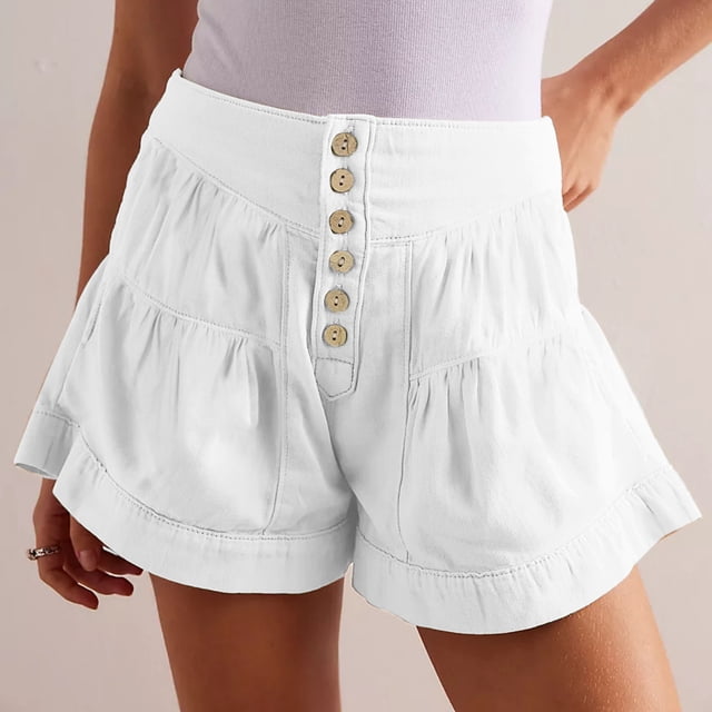 mfyjkho Pantalones Cortos Para Mujer, Pantalones Casuales De Color Liso Con Cintura Elástica Y Pierna Ancha Para Mujer Pantalones Cortos Para Mujer L