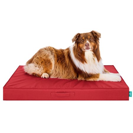 FurHaven Grid Indoor-Outdoor Cooling Memory Foam Deluxe Mattress for Dogs and Cats - Red Jumbo