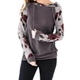 thumbnail image 3 of Sudadera con capucha para mujer, estampado floral, manga larga, bolsillo, suéter con capucha, top, gris, S Jumpingount AP000831-05, 3 of 7