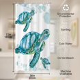 thumbnail image 4 of Beach Nautical Sea Turtle Theme Fabric Shower Curtain Sets Ocean Family Bathroom Decor with Hooks Waterproof Washable 36 x 72 inches White Blue and Green, 4 of 6
