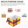 thumbnail image 7 of Orange Plaid Pattern Large Storage Bins with Linen Collapsible Lid Storage Box 16.7 x 12.6 x 11.8in, 7 of 7
