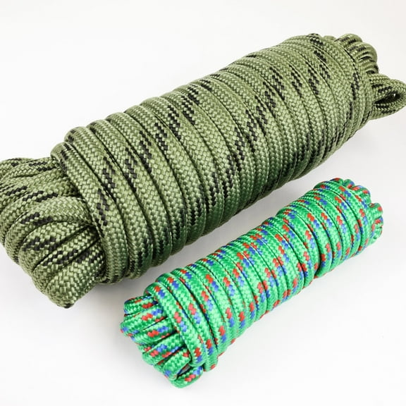 Wellmax Diamond Braid Nylon Rope, 1/2 in X 50 Foot with UV Protection and Weather Resistance, Camo