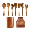 thumbnail image 1 of 9 Cucharas de Madera para Cocinar, Utensilios de Madera para Cocinar con Soporte para Utensilios, Juego de Utensilios de Cocina de Madera de Teca, 1 of 9
