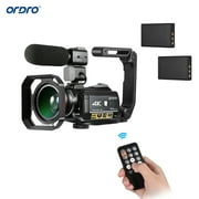 ORDRO AC3 4K WiFi Caméscope numérique Caméscope Enregistreur DV 24MP Zoom 30X Vision nocturne IR 3,1 pouces Écran tactile LCD avec 2pcs Piles rechargeables + Objectif grand angle supplémentaire de 0,3