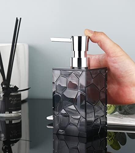 2 Pack Clear Grey Rust Proof Soap Dispenser, Acrylic Plastic Hand Soap Lotion Dispenser Set for Bathroom&Kitchen
