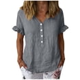 thumbnail image 2 of Womens Summer T-Shirts Short Sleeve V Neck Tops Loose Shirts Trendy Lightweight Soft Casual Summer Outfits Clothes, 2 of 7