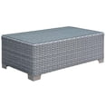 thumbnail image 2 of Afuera Living  Glass Top Rattan Wicker Outdoor Patio Coffee Table in Gray, 2 of 3