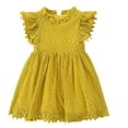 thumbnail image 2 of WOLLED 6M-6T Baby Toddler Girls Vintage Lace Pom Pom Dress Newborn Flutter Sleeve Lace Dress Swing Party Princess Dress Gowns, 2 of 11