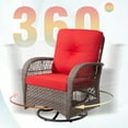 thumbnail image 3 of MeetLeisure 3-Piece Wicker Outdoor Rocking Chair Patio Conversation Set, Red, 3 of 7
